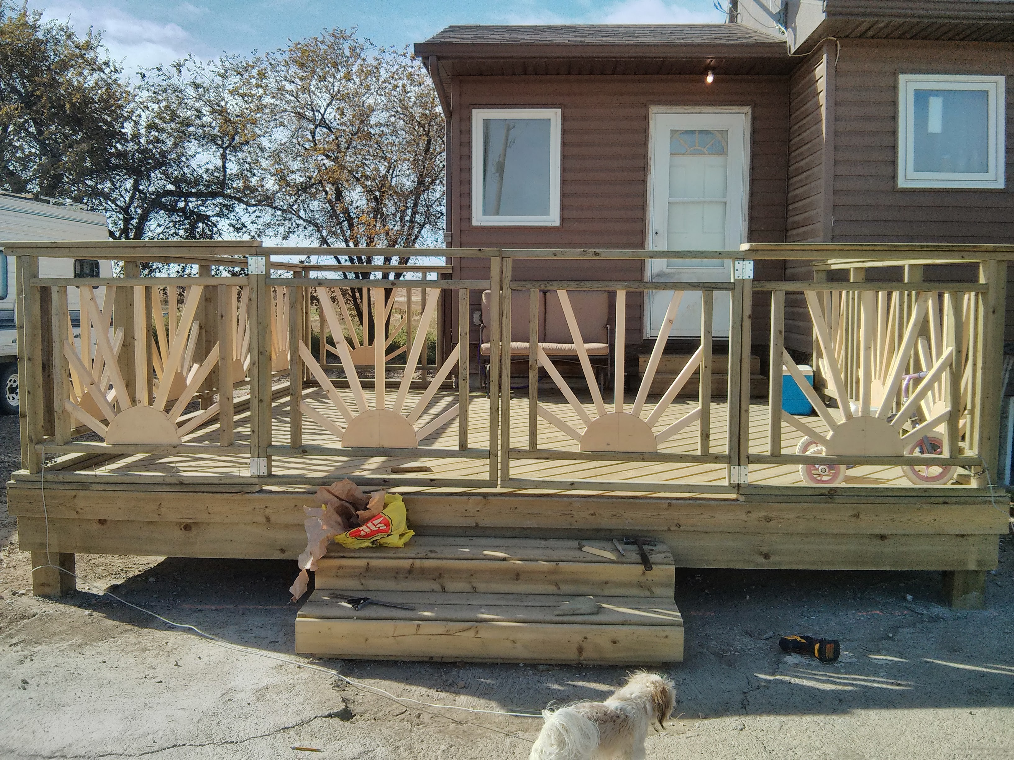 Stained Farmhouse Deck — Sunset