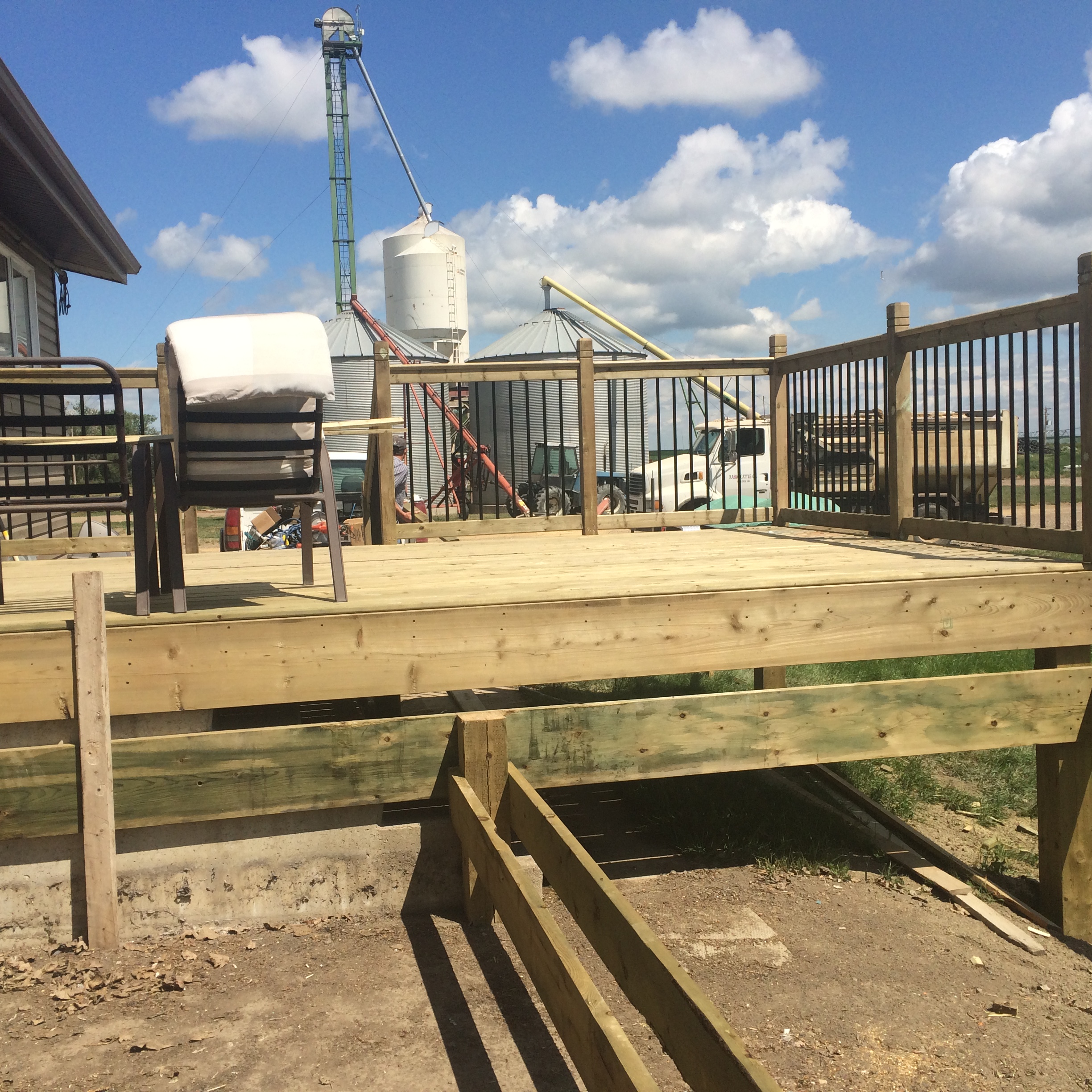 Farm Deck with Grain Bins View
