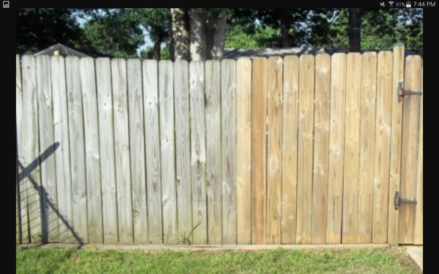 Fence washing before and after