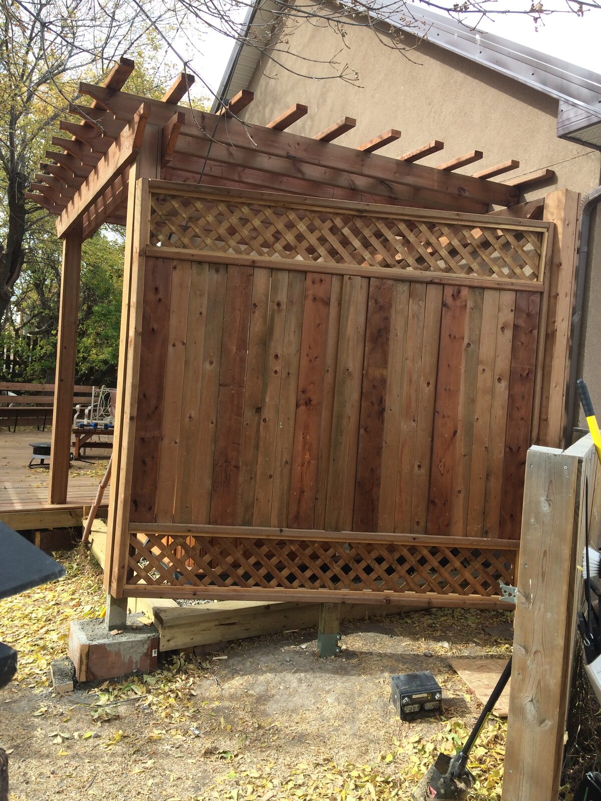 Cedar Pergola From the Yard