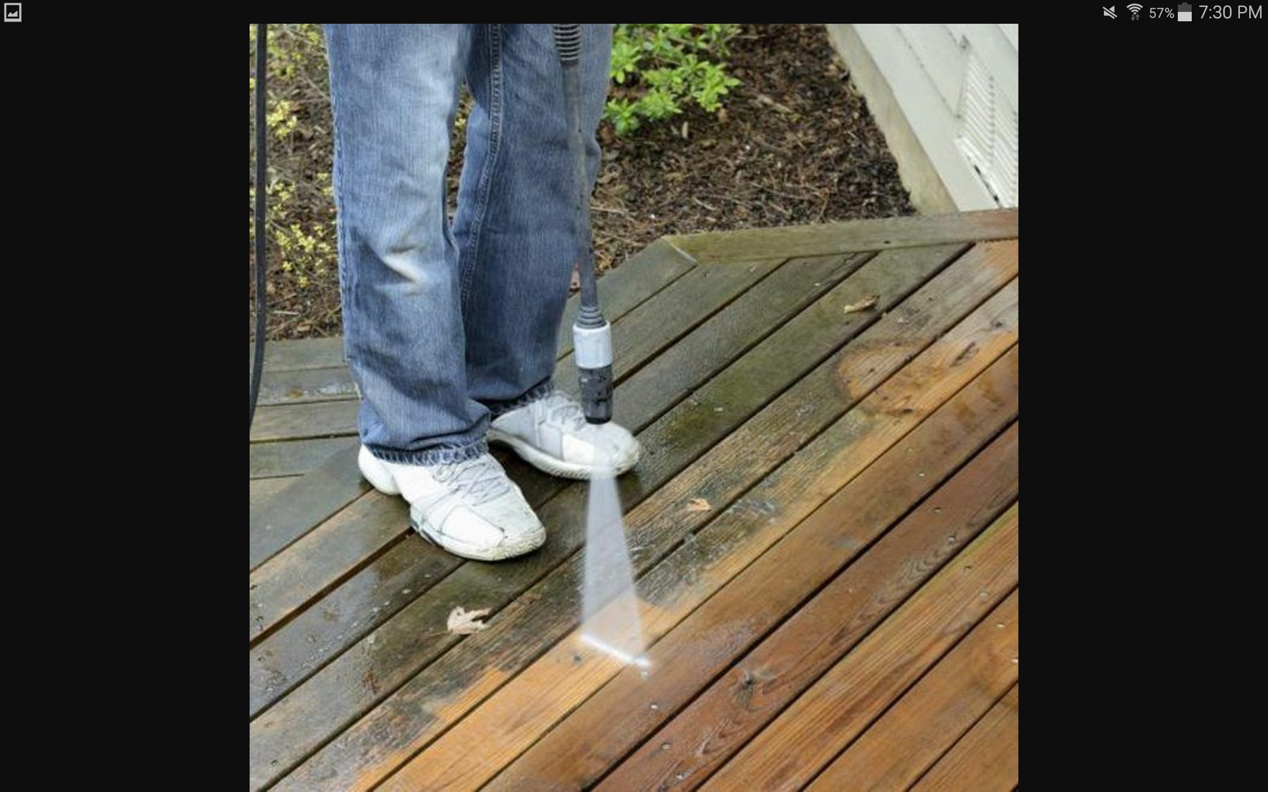 Deck board washing in progress